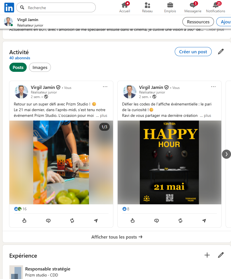 Construction de la présence en ligne avec Likedin